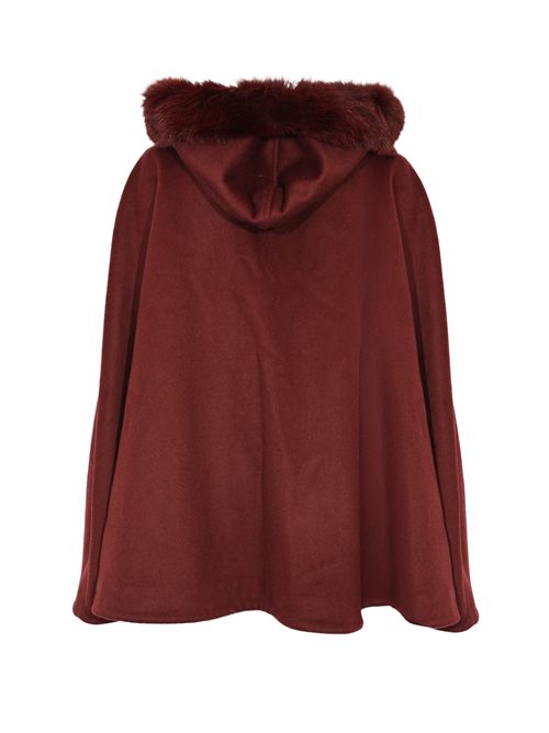 Mantella CD1223 effetto lana con inserti in pelliccia di volpe YES LONDON | CD1223BORD